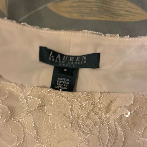 Lauren Ralph Lauren Cream Lace Long Sleeve Dress Size 4 - Picture 5 of 8